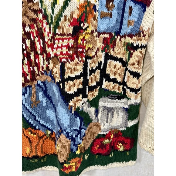 1995 Vtg Heirloom Collectibles Scarecrow PUMPKINS Women's M Sweater Fall Autumn - Picture 4 of 12